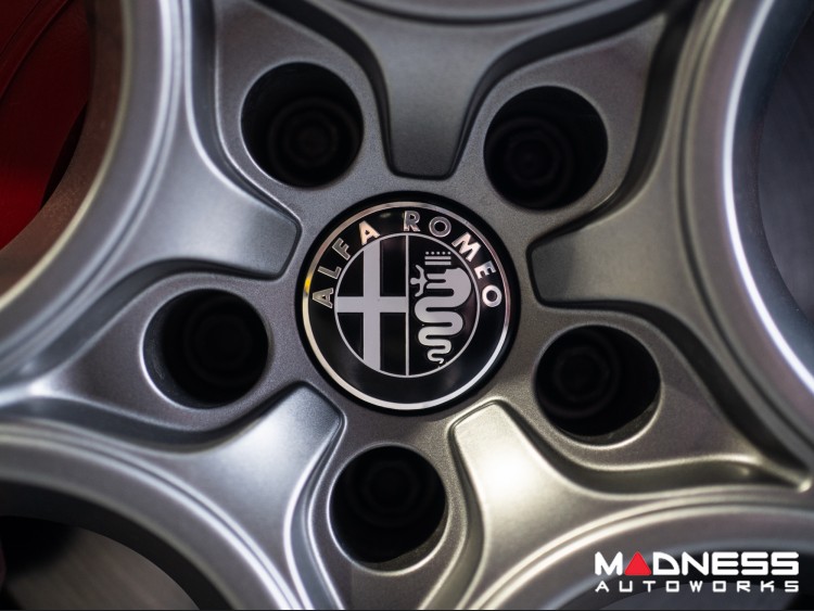Alfa Romeo Wheel Center Caps - set of 4 - Black/ White - 60mm